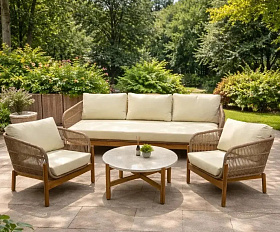 Лаунж-зона Eleonora Royal Family из натурального дерева с 3-хместным диваном