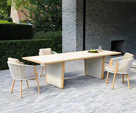 Комплект обеденной мебели Avesta Brafritid серый/песочный, стеклокерамика/тик.