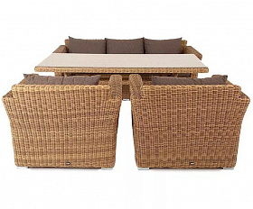 Обеденная группа Моккачино 4SIS из искусственного ротанга, цвет соломенный