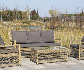 Кресло Гранд Латте 4SIS из искусственного ротанга, цвет соломенный