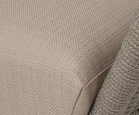 Фиджи диван 3-местный плетеный из роупа, каркас алюминий светло-серый (RAL7035) муар, роуп серый меланж круглый, ткань Mossle бежевая