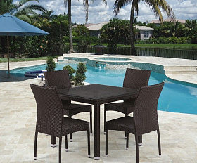 Комплект плетеной мебели T257A/YC380A-W53 Brown (4+1) + подушки на стульях