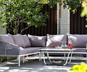 Диван модульный Канны 4SIS из роупа (веревки), цвет светло-серый