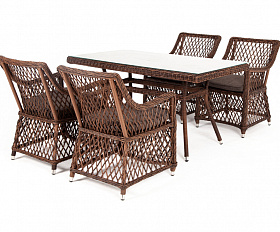 Латте плетеный стол из искусственного ротанга 140х80см, цвет коричневый