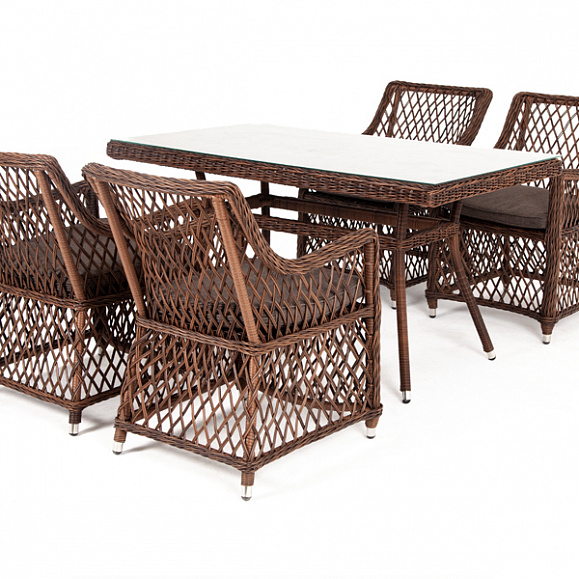 Латте плетеный стол из искусственного ротанга 140х80см, цвет коричневый фото 5