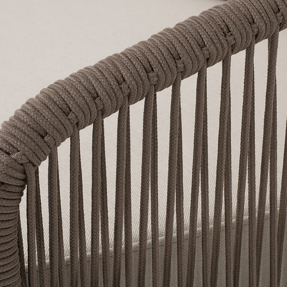 Канны левый модуль плетеный из роупа, каркас алюминий коричневый (RAL8016) муар, роуп коричневый круглый, ткань бежевая 15052 фото 5