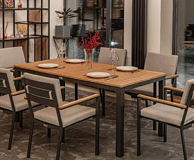 Обеденный комплект Oscar Royal Family со столешницей из тика, цвет светло серый
