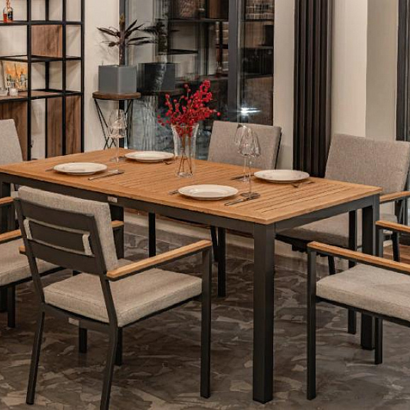 Обеденный комплект Oscar Royal Family со столешницей из тика, цвет светло серый фото 2