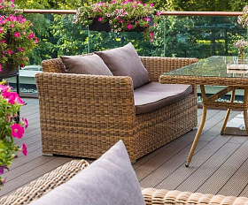 Диван двухместный Капучино 4SIS из искусственного ротанга, цвет соломенный