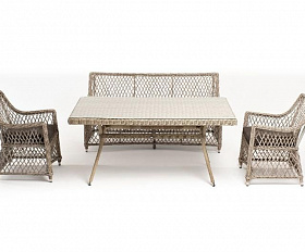 Плетеная обеденная группа Катания 4SIS из искусственного ротанга, цвет бежевый
