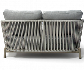 Прато диван двухместный из искусственного ротанга, цвет светло-серый, каркас под дерево (холодно-бежевый)