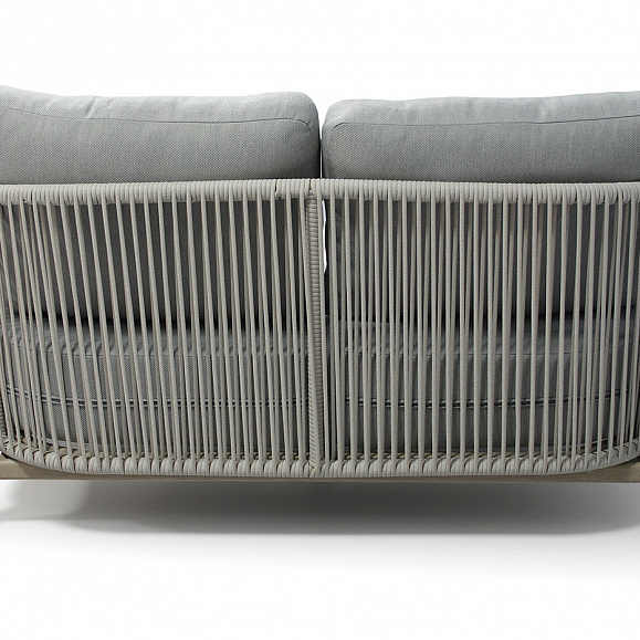 Прато диван двухместный из искусственного ротанга, цвет светло-серый, каркас под дерево (холодно-бежевый) фото 4