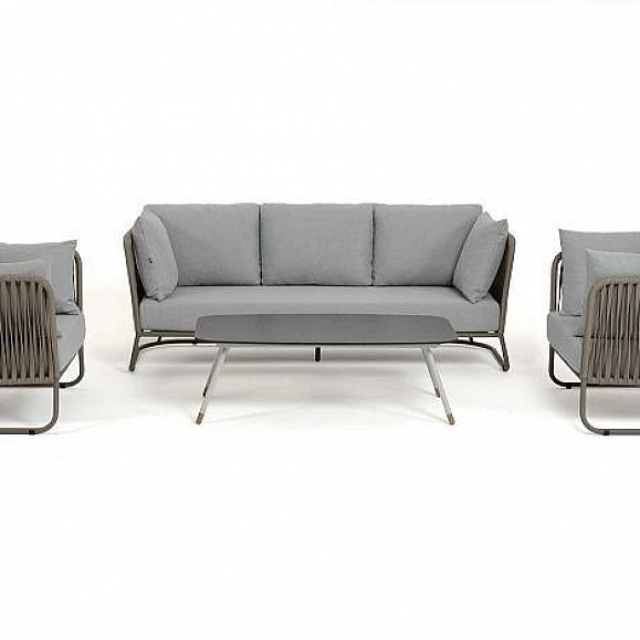 Лаунж-Зона Багамы 4SIS 5-местная плетеная из роупа (веревки), каркас алюминиевый бежево-серый, роуп серо-коричневый фото 2