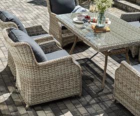 Неаполь обеденная группа плетеная из искусственного ротанга, цвет соломенный