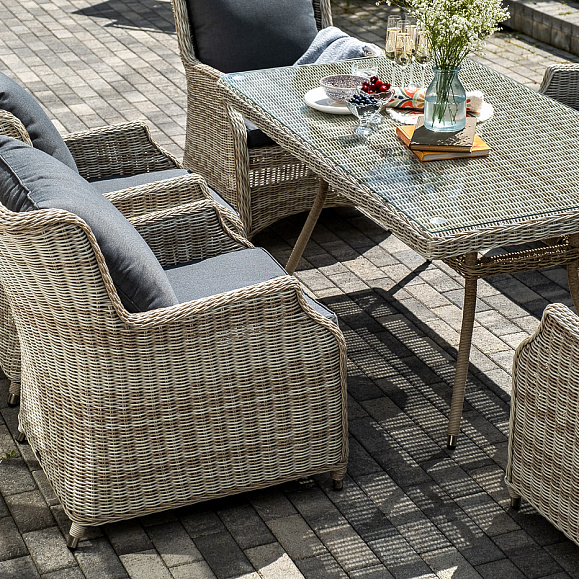 Неаполь обеденная группа плетеная из искусственного ротанга, цвет соломенный фото 4