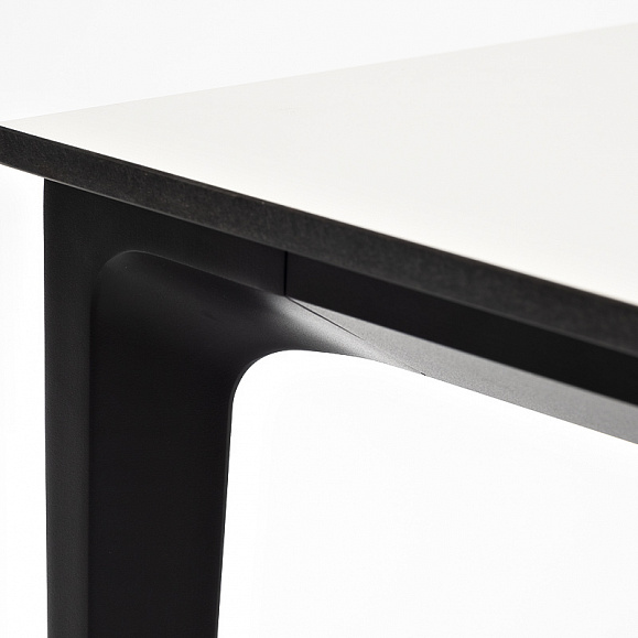 Малага обеденный стол из HPL 90х90см, цвет молочный, каркас черный фото 4