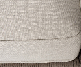 Канны диван 3-местный плетеный из роупа, каркас алюминий коричневый (RAL8016) муар, роуп коричневый круглый, ткань бежевая 15052