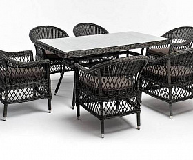 Обеденная Амароне 4SIS группа из искусственного ротанга на 6 персон, цвет графит