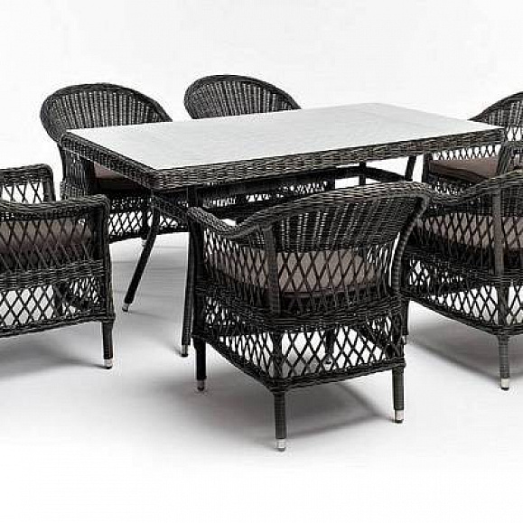 Обеденная Амароне 4SIS группа из искусственного ротанга на 6 персон, цвет графит фото 2