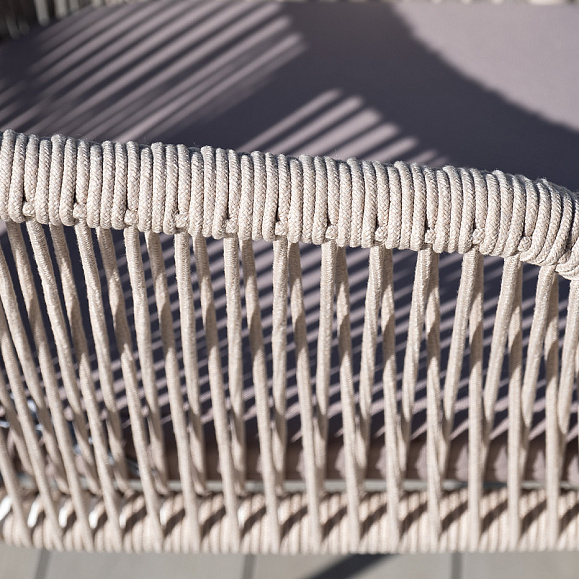 Марсель стул плетеный из роупа, каркас алюминий белый муар, роуп бежевый круглый, ткань бежевая 15052 фото 7