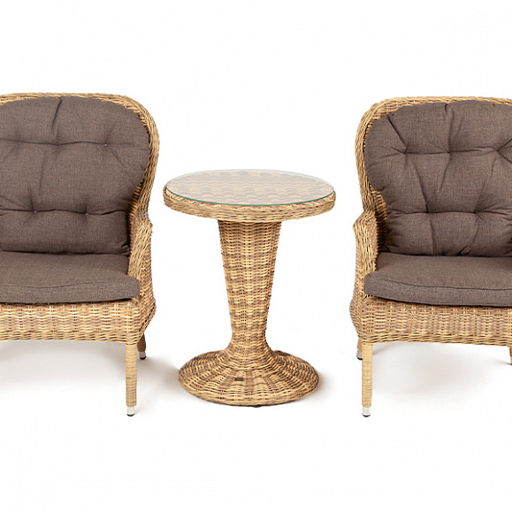 Алиса кофейный комплект из искусственного ротанга, цвет соломенный фото 2