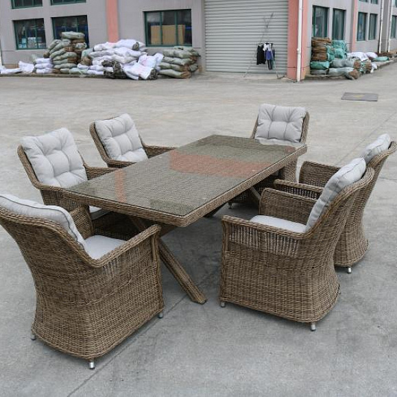 Обеденный комплект Victor Royal Family из искусственного ротанга c 6 креслами, цвет коричневый фото 2