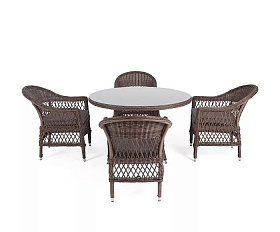 Обеденная группа Дольче 4SIS из искусственного ротанга, цвет коричневый