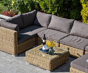 Лунго трансформирующаяся лаунж-зона из искусственного ротанга (гиацинт), цвет соломенный