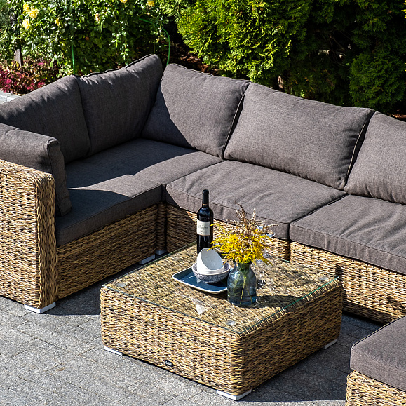 Лунго трансформирующаяся лаунж-зона из искусственного ротанга (гиацинт), цвет соломенный фото 7