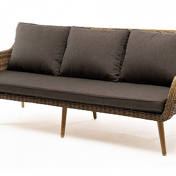 Диван Прованс 4SIS из искусственного ротанга трехместный, цвет соломенный фото 1