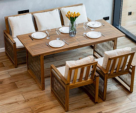 Обеденный комплект Grand Michelle с диваном Royal Family из дерева, цвет бежевый