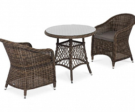Обеденная группа Эспрессо–80 R 4SIS из искусственного ротанга, цвет коричневый