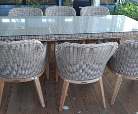 Комплект обеденной мебели Ontario-Catherine Brafritid коричневый/бежевый, тик/искусственный ротанг