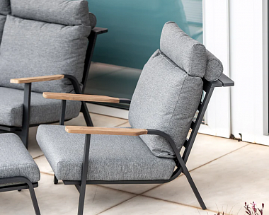 Комплект лаунж мебели Malmo Brafritid с 2-х местным диваном, антрацит/серый, алюминий