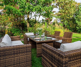 Обеденный комплект Karl plus Royal Family из искусственного ротанга, цвет коричневый