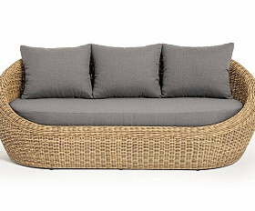 Диван Барселона 4SIS из искусственного ротанга трехместный, цвет соломенный