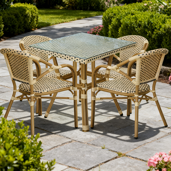 Кабри плетеный стул из искусственного ротанга, цвет бежево-коричневый фото 7