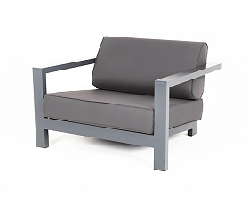 Гранада кресло алюминиевое, цвет темно-серый (RAL7024) муар, ткань темно-серая 027