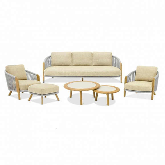 Комплект лаунж мебели Avesta Brafritid стол тик, серый/песочный, тик/алюминий/веревка фото 1