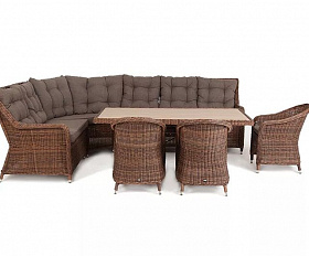 Обеденная группа Бергамо 4SIS из искусственного ротанга, цвет коричневый
