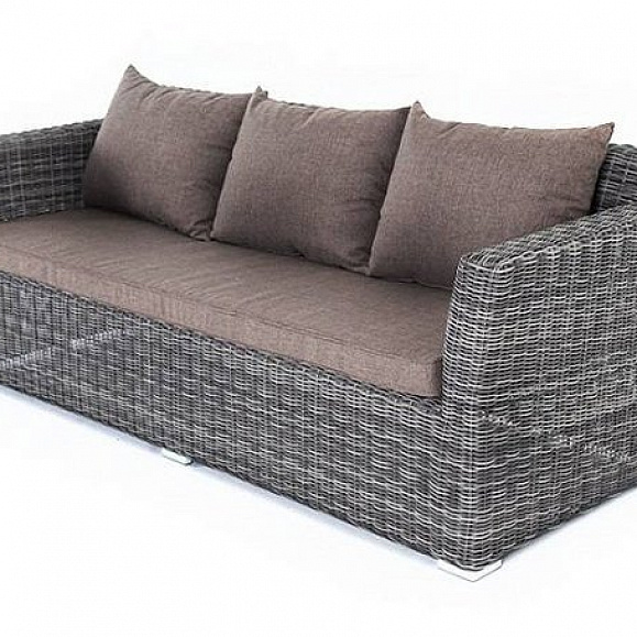 Диван Капучино 4SIS из искусственного ротанга трехместный, цвет графит фото 1