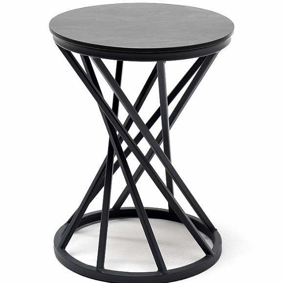 Сантьяго журнальный стол из HPL круглый Ø40 H55, каркас из стали темно-серый (RAL 7024), цвет столешницы серый гранит фото 1