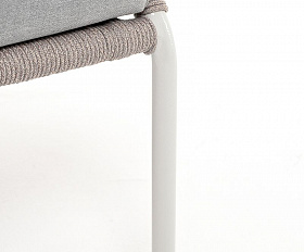 Диван двухместный Милан 4SIS из роупа (веревки), каркас алюминий светло-серый (RAL7035) шагрень, роуп серый меланж круглый, ткань светло-серая