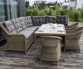 Правый модуль дивана Бергамо 4SIS из искусственного ротанга, цвет соломенный