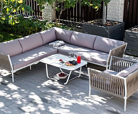 Диван модульный Касабланка 4SIS из роупа (веревки), цвет серо-коричневый