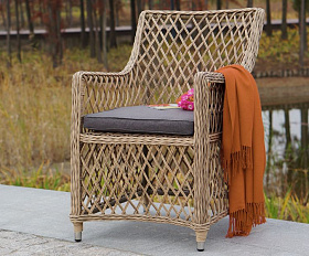 Плетеное кресло Латте 4SIS из искусственного ротанга, цвет соломенный