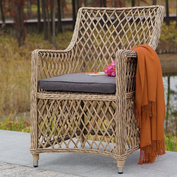 Плетеное кресло Латте 4SIS из искусственного ротанга, цвет соломенный фото 5