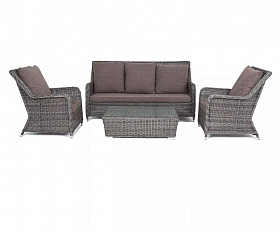 Лаунж-зона Гляссе 4SIS из искусственного ротанга, цвет графит