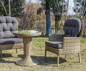 Стол круглый Леванте 4SIS из искусственного ротанга, цвет соломенный