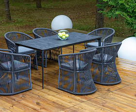 Романо обеденная группа на 6 персон, каркас темно-серый, роуп темно-серый